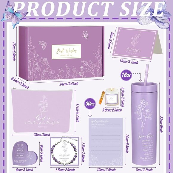 Purple Christian Gift Basket Set Women Faith Inspirational Religious Gifts - Picture 3 of 7